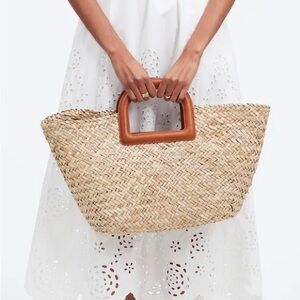 Madewell Large Crossbody Basket Tote in Handwoven Straw NWOT